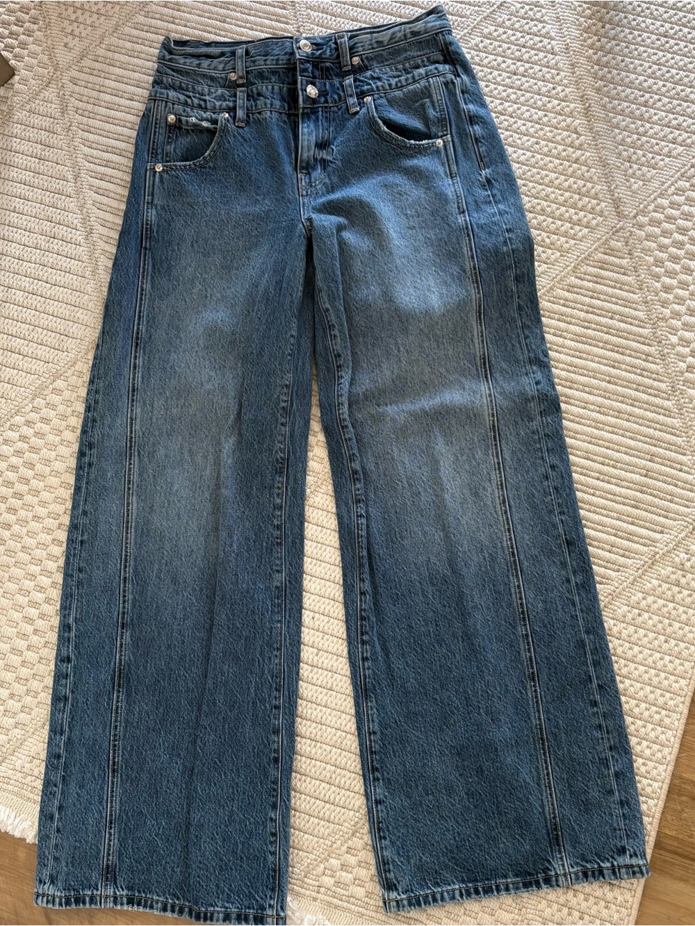 Pistola Caleb Wide-Leg High-Rise Jeans in Medium Blue Wash